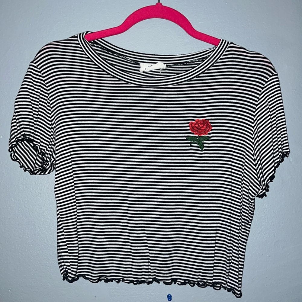 Rose Striped Crop Top